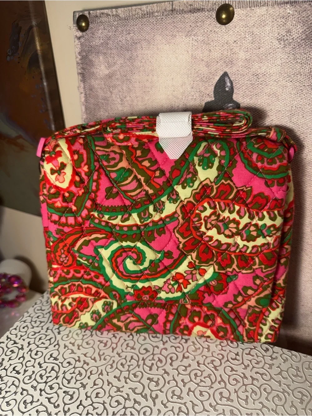 Vera Bradley Quilted Pink Floral Paisley Small Flap Hipster NWT